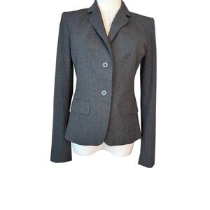 Ann Taylor Size 0 Gray Blazer Fitted 2-Button Front Polyester/Rayon/Spandex
